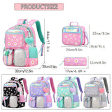 3pcs/se School Student Kid Girls Backpack Waterproof Cute Chrysanthemum Schoolbag