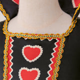 3-10Y Kid Girls Red Heart Princess Puff Sleeve Splicing Puffy Birthday Party Halloween Dresses