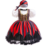 2-10Y Halloween Girls Pirate Dress Cosplay Carnival Party Pirate Role Play Suit