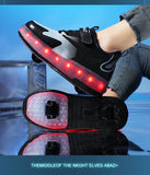 Kids USB Recharge Light Up  LED Skates Roller Shoes