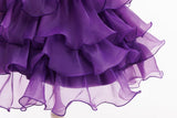 Girls Halloween Costume Puff Sleeve Ruffled Tiered Tulle Dress+Witch Hat+Pumpkin Candy Bag Trick or Treat Party Kid Outfit 3pcs