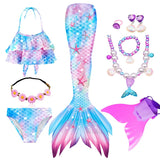 10 Pcs/set Kid Girl Swimming Mermaid Tail Girls Halloween Costume Cosplay Swimsuit