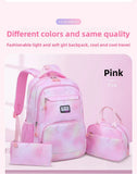 Gradient 3-piece School Bag Set Girls College Style Large Capacity Rainbow Backpacks