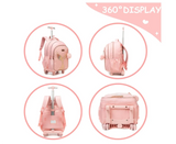 3 pcs/Set Kid Travel Mermaid Trolley Rolling Backpack Wheeled Trolley School Bag