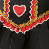 3-10Y Kid Girls Red Heart Princess Puff Sleeve Splicing Puffy Birthday Party Halloween Dresses