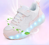 Kid Boy Girl Led Sneakers USB Charging Luminous Sport Roller Shoes