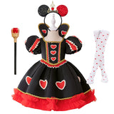 3-10Y Kid Girls Red Heart Princess Puff Sleeve Splicing Puffy Birthday Party Halloween Dresses