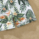 Family Matching Summer Swimsuit One Piece Plant Flounce Swimwear