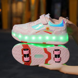 Children's Sneakers Roller Shoes With 4 Wheel Outdoor Parkour Skates Dual-Use Kids Girls Boys Roller Skates Glowing LED Light