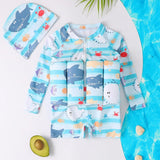 Kid Baby Girl Boy Buoyancy One-piece Floating Guards Cartoon Swimsuit