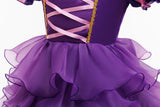 Girls Halloween Costume Puff Sleeve Ruffled Tiered Tulle Dress+Witch Hat+Pumpkin Candy Bag Trick or Treat Party Kid Outfit 3pcs