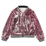 4-14Y Kid Girls Sequin Jacket Bomber Spring Fall Coats