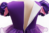 Girls Halloween Costume Puff Sleeve Ruffled Tiered Tulle Dress+Witch Hat+Pumpkin Candy Bag Trick or Treat Party Kid Outfit 3pcs