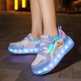 Children's Sneakers Roller Shoes With 4 Wheel Outdoor Parkour Skates Dual-Use Kids Girls Boys Roller Skates Glowing LED Light
