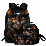 3 Pcs Set Kid Boy Cat Backpack School Bags With Lunch Pencil Bags