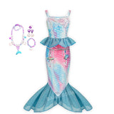 Kid Girl Princess Mermaid Carnival Ariel Cosplay Dress for Halloween Party Ball