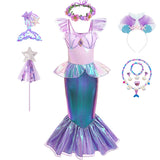 Kid Girl Mermaid Ariel Cosplay Halloween Princess Party Carnival Fancy Dress