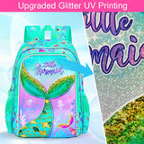 3 Pcs 16 Inch Kid Girl Mermaid Backpack School Bookbag