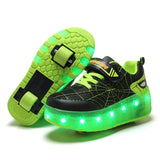 Kid Boys Girls Roller Shoes LED Light Up USB Charging Skateboard Shoes