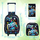3Pcs Kids Gaming Controller Trolley Backpack Set Wheeled School Bag