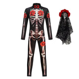 Skeleton Jumpsuit For Girls Halloween Cosplay Costume Ghost Bride Gothic Bodysuit Party Kids Vestidos Clothes
