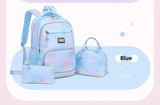 Gradient 3-piece School Bag Set Girls College Style Large Capacity Rainbow Backpacks