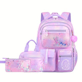 3Pcs/Set Student Girls Backpack Cute Princess Large Capacity Schoolbag