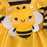 0-18M First Halloween Baby Girl Outfit Long Sleeve Romper Ladybug Suspender 3 Pcs Set