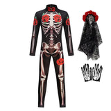 Skeleton Jumpsuit For Girls Halloween Cosplay Costume Ghost Bride Gothic Bodysuit Party Kids Vestidos Clothes