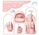 3 pcs/Set Kid Travel Mermaid Trolley Rolling Backpack Wheeled Trolley School Bag