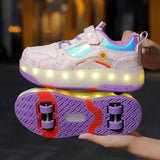 Children's Sneakers Roller Shoes With 4 Wheel Outdoor Parkour Skates Dual-Use Kids Girls Boys Roller Skates Glowing LED Light