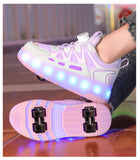 Kid Girl Boy Luminous Glowing Sneakers Led Light Roller Skate Shoes
