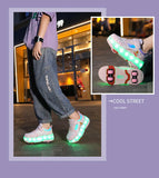 Children's Sneakers Roller Shoes With 4 Wheel Outdoor Parkour Skates Dual-Use Kids Girls Boys Roller Skates Glowing LED Light