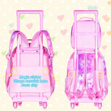 3PCS Kid Girl Mermaid Rolling Backpack Wheeled School Bag