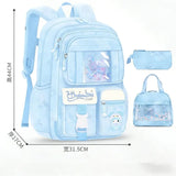 3Pcs Kid Girl School Backpack Large Capacity Cartoon School Bag