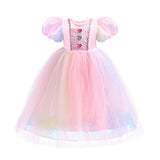 Kids Unicorn Costume LED Light Up Dress Sparkly Sequin Tulle Gown for Girls Fancy Dress for Wedding Guest Pageant Carnival