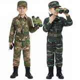 Kids Soldier Costume for Kid Party Army Costume camouflage Costumes for Boys Jungle Field Sniper Set with Pistol Compass Whistle