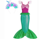 Kid Girl Little Mermaid Ariel Princess Carnival Summer Purple Dress