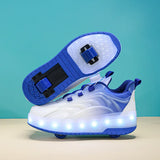 Kid Girl Boy Roller Skate Glowing Sneakers Led Light Luminous USB Charging Shoes
