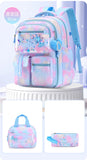 Kid Girl Fashion Love Pendant 3-Piece Set Butterfly Backpack Schoolbags