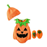 1-10T Kid Baby Boy Girl Halloween Cute Pumpkin Embroidery Party Costume Set