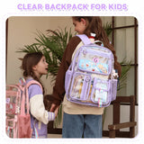 Kid Girl Clear PVC Backpack Heavy Duty Transparent Bookbag