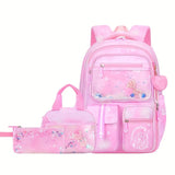 3Pcs/Set Student Girls Backpack Cute Princess Large Capacity Schoolbag