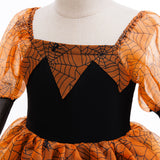 Spider Web Halloween Cosplay Costume for Girls Carnival Christmas Long Sleeve Party Birthday Prom Dresses Girl Children Clothing