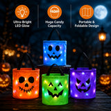 Halloween Luminous Pumpkin Candy Bucket Hand-Held LED Fabric Candy Bag