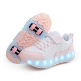 Kid Boy Girl Led Sneakers USB Charging Luminous Sport Roller Shoes
