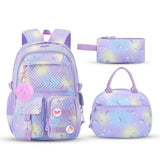 3 Pcs/Set Kid Girl Gradient School Bags Waterproof Students Backpack