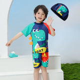 Kid Baby Boy Split Swimsuit Short Sleeve Quick-drying Swimwear