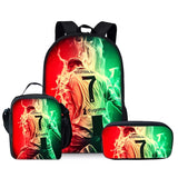 Kid Student Football Player CR7 Three Piece Set Backpacks Schoolbags