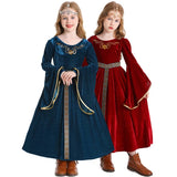4-10Y Kid Girl Halloween European Medieval Renaissance Retro Palace Queen Princess Drama Dresses